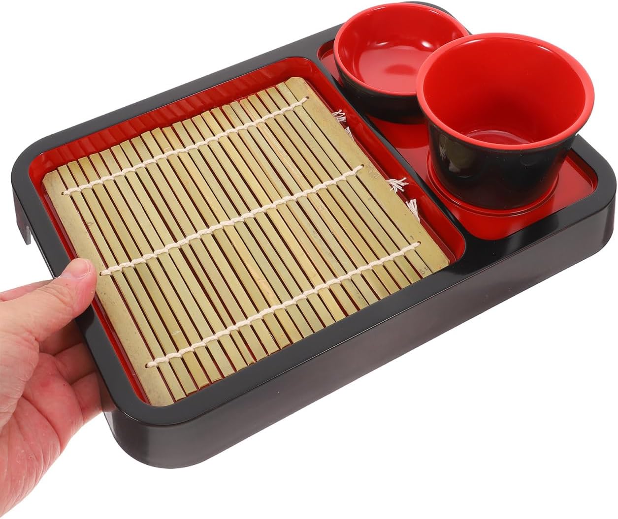 OSALADI Japanese Cold Noodle Plate Set 9.84X7.08X1.18In Food Serving Tray with Cup and Saucer for Soba Sushi Afternoon Tea Tableware