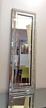 Gatsby Crystal Diamond Silver Bevelled Wall Mirror *choice of size* 40cm x 120cm
