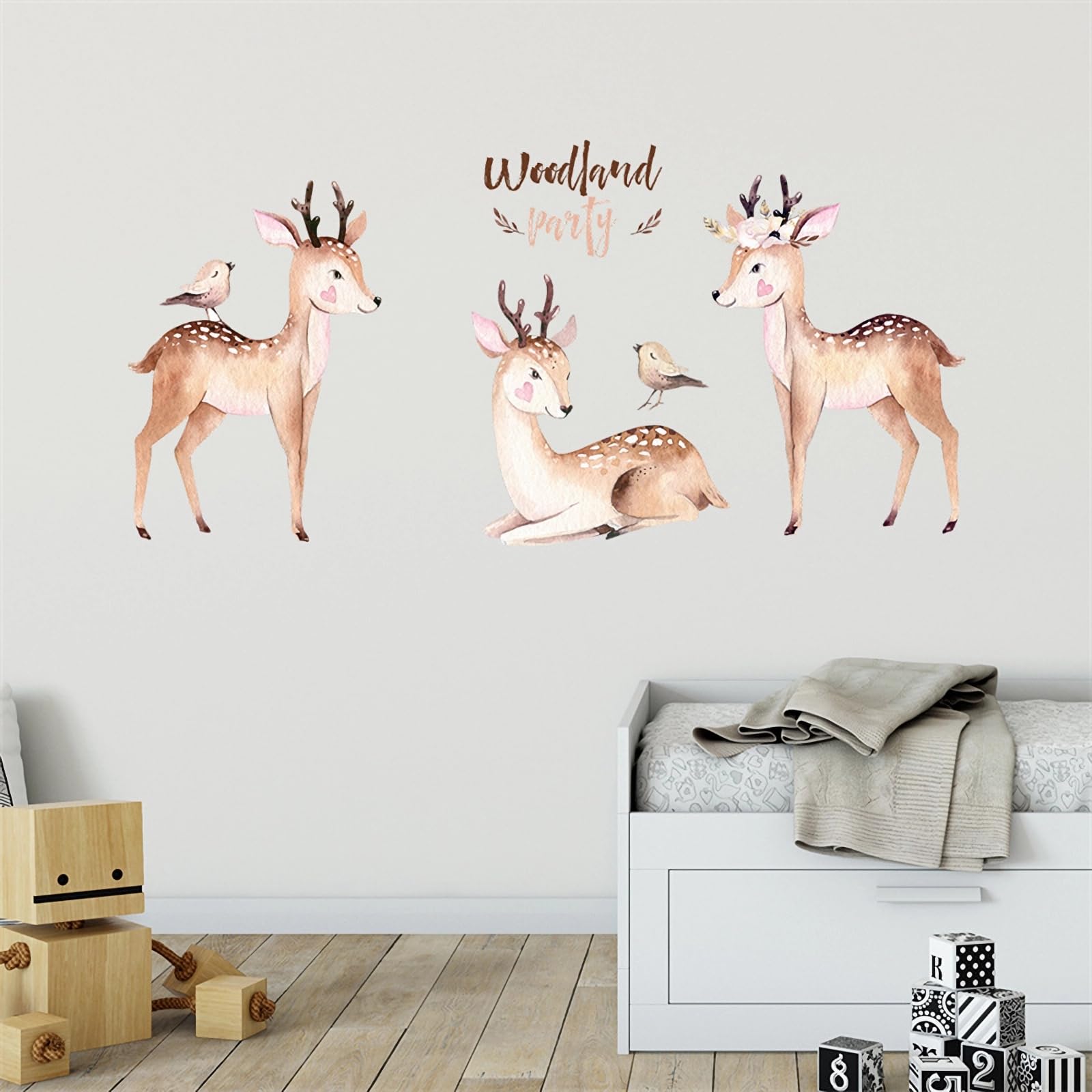 Fawn Bird Butterfly Wall Decals Cute Fawn And Bird Butterfly Deer Wall Stickers, Sacinora Cartoon Cartoon Animal Wall Decals For Nursery Bedroom Decor