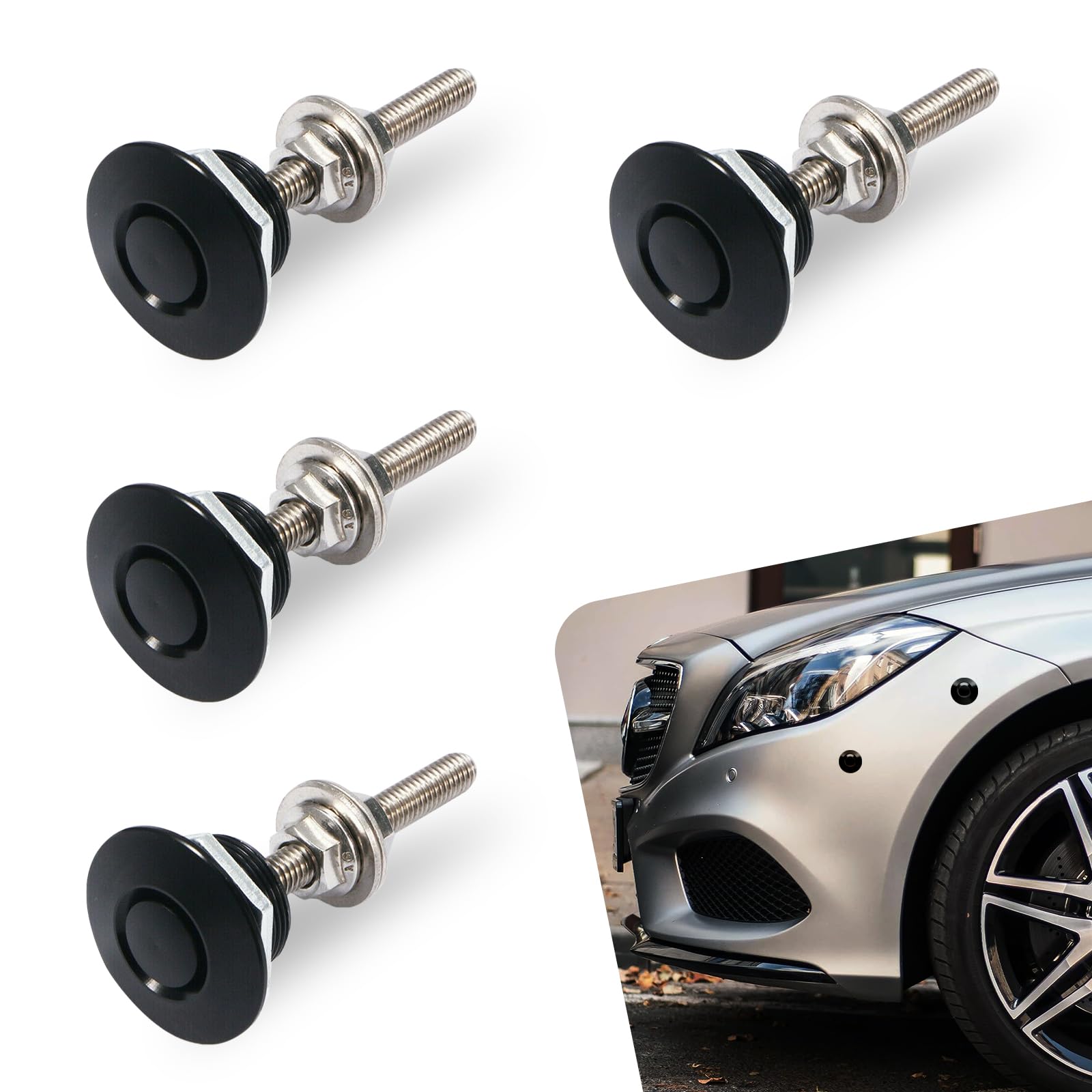 4 x Push Button Quick Release Hood Bonnet Pins Lock Clip Car Bumper Latch Kit