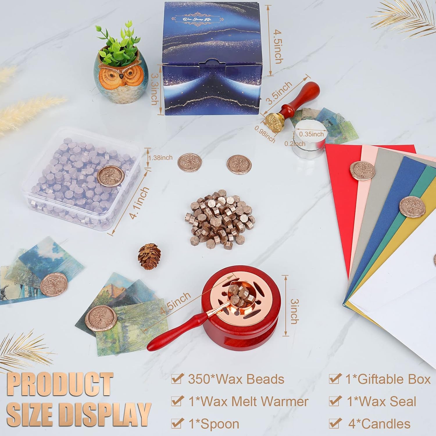 Wax Seal Stamp Kit - 357pc Wax Sealing Set with Warmer, Spoon, Candles - Perfect for Vintage Envelopes, Letters & Crafts - Champagne image 2