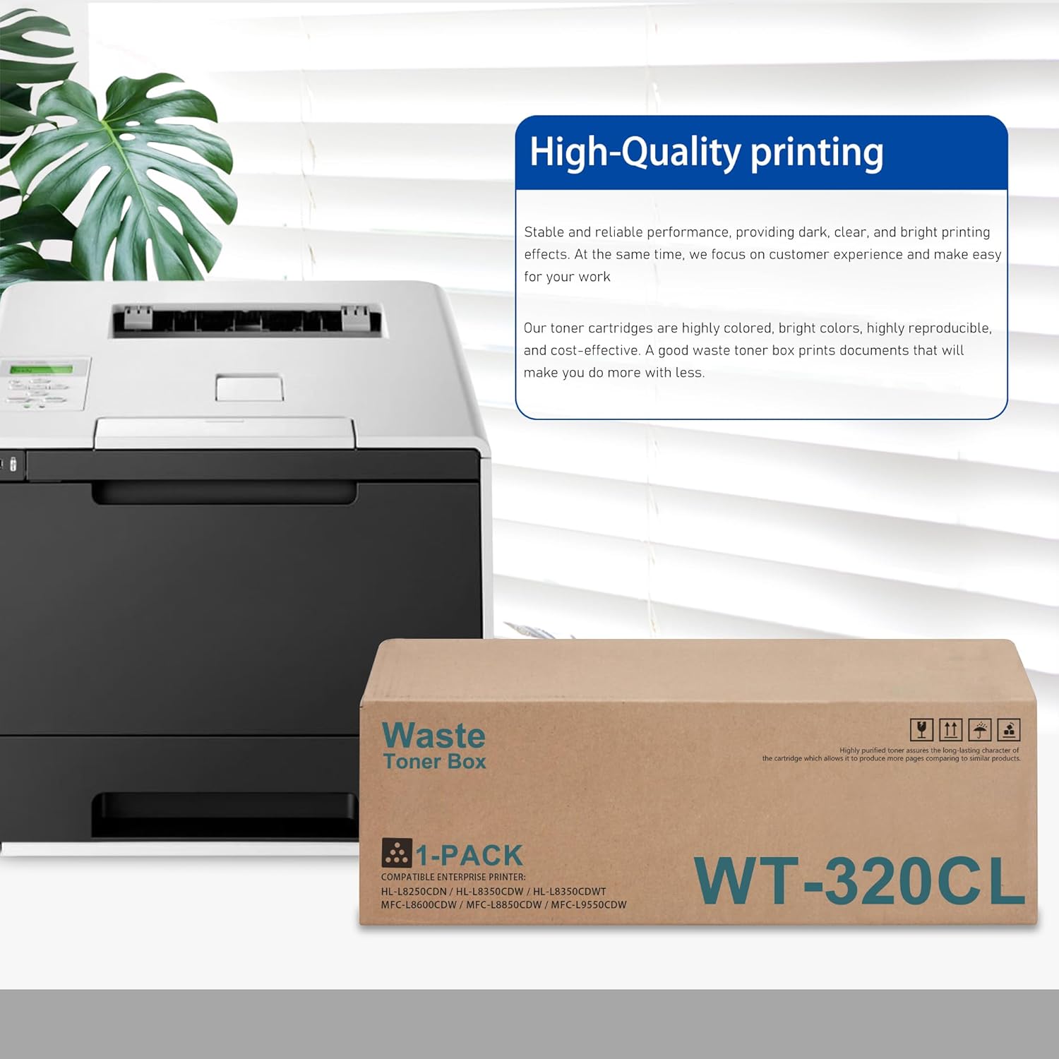 WT320CL WT-320CL Black Waste Toner Box 1-Pack - Replacement for Brother MFC-L8850CDW MFC-L9550CDW MFC-L8600CDW HL-L8350CDW HL-L8250CDN HL-L8350CDWT Printer