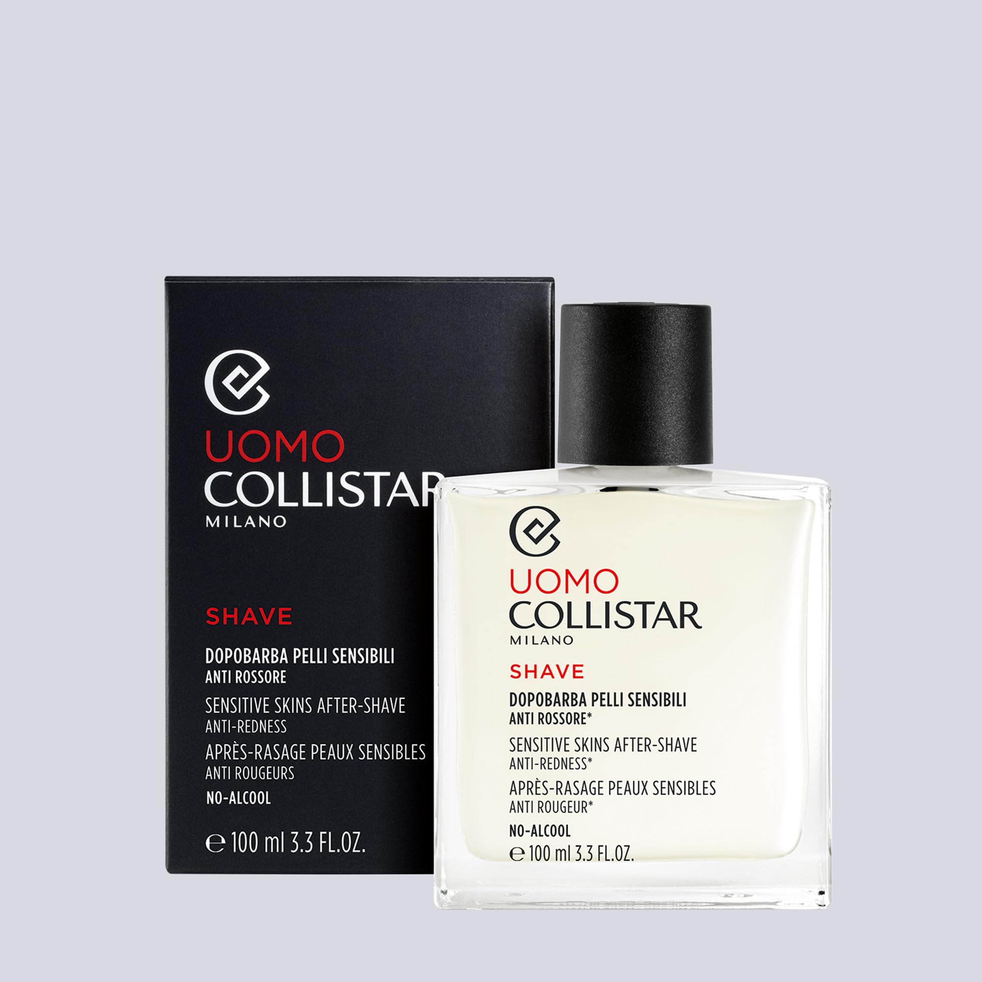 Collistar Męska woda po goleniu do skóry wrażliwej, przeciw zaczerwienieniom, nawilżająca i kojąca, delikatna formuła, bez alkoholu, 100 ml
