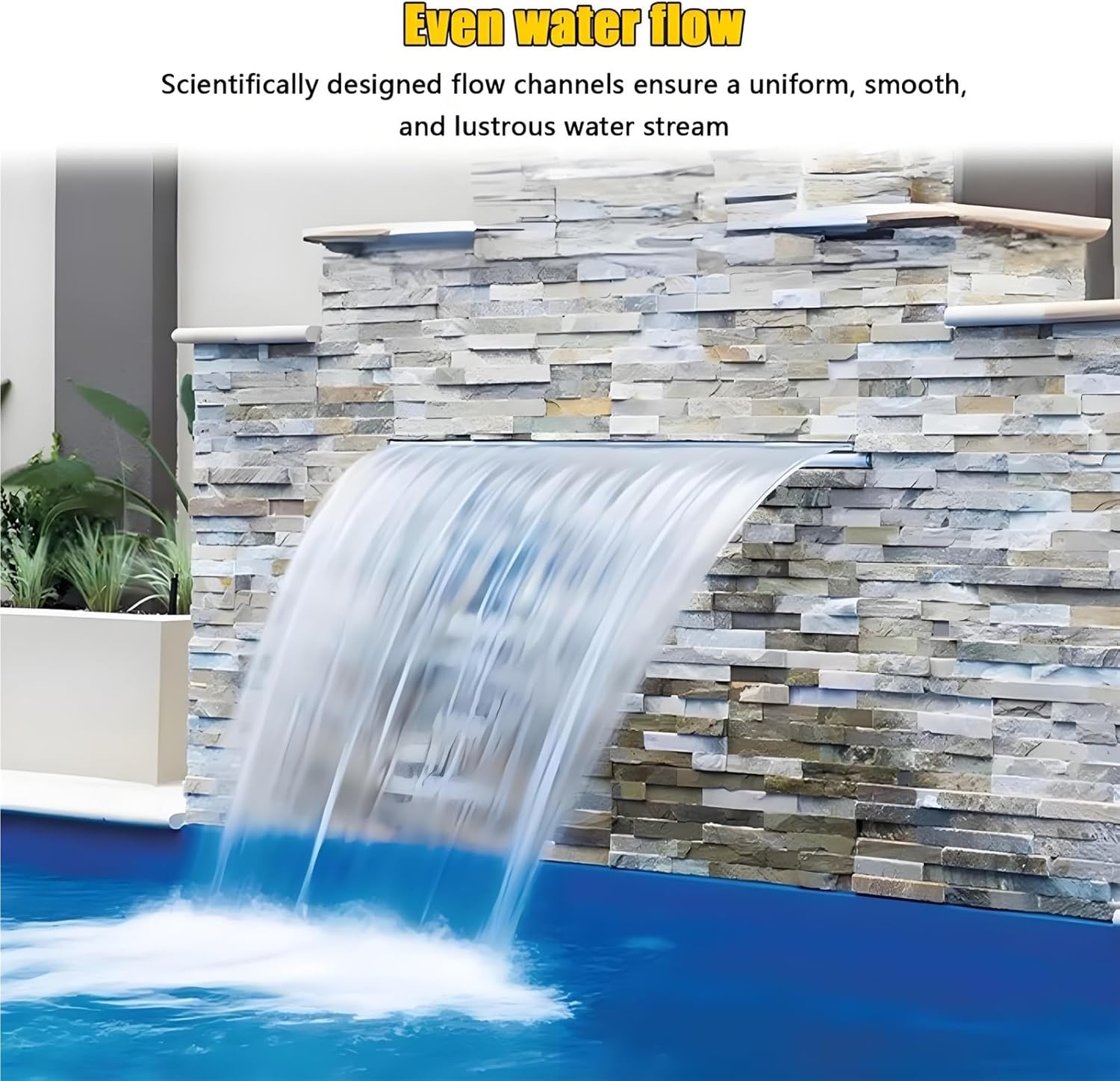 Waterfall Spillway, Water Feature Spillway, Waterfall Cascading Sheer Descent for Garden/Fish Pond/Patio/Deck/Pool(Black,50cm/19.7in)