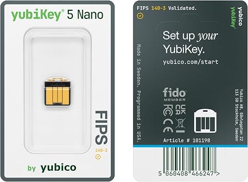Yubico - YubiKey 5 Nano FIPS (140-3) - Multi-Factor authentication (MFA) Security Key and passkey, Connect via USB, FIDO Certified - Protect Your Online Accounts