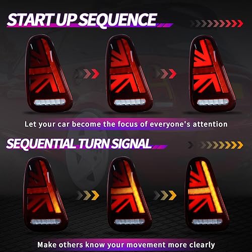 Vista 3 de Archaic Conjunto de luces traseras compatible con Mini Cooper R50 R52 R53 2001-2007, Union Jack - Lámparas traseras para Mini Cooper Rojo