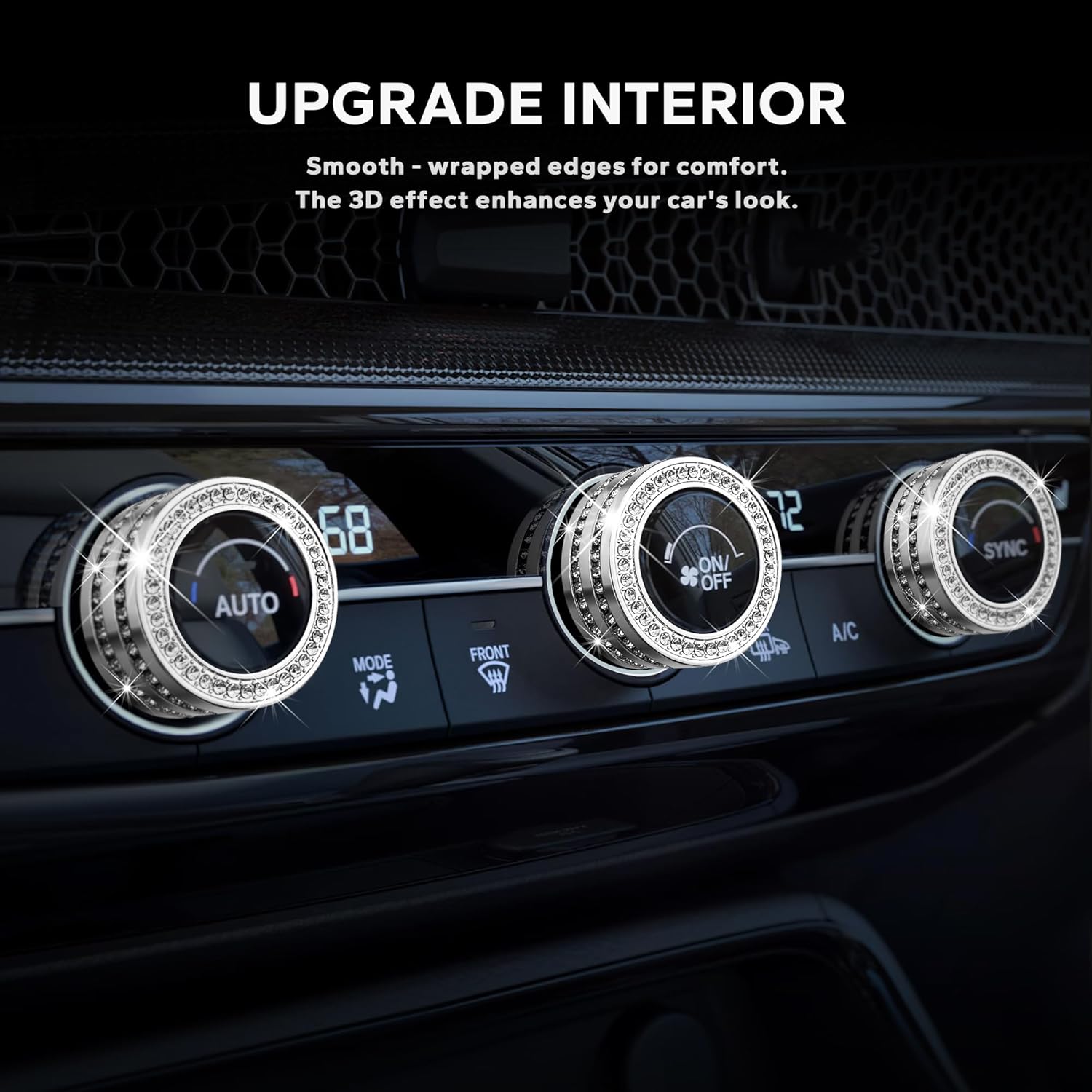 for Honda Civic 2022-2026 Accessories, CRV 2023-2026 & Acura Ingetra 2023-2025 (Fit 9" Screen/ 1 Audio Knob), 11pcs Knob Cover Kit - Hazard Light, Push Start, Audio, AC & Air Vent (Bling)