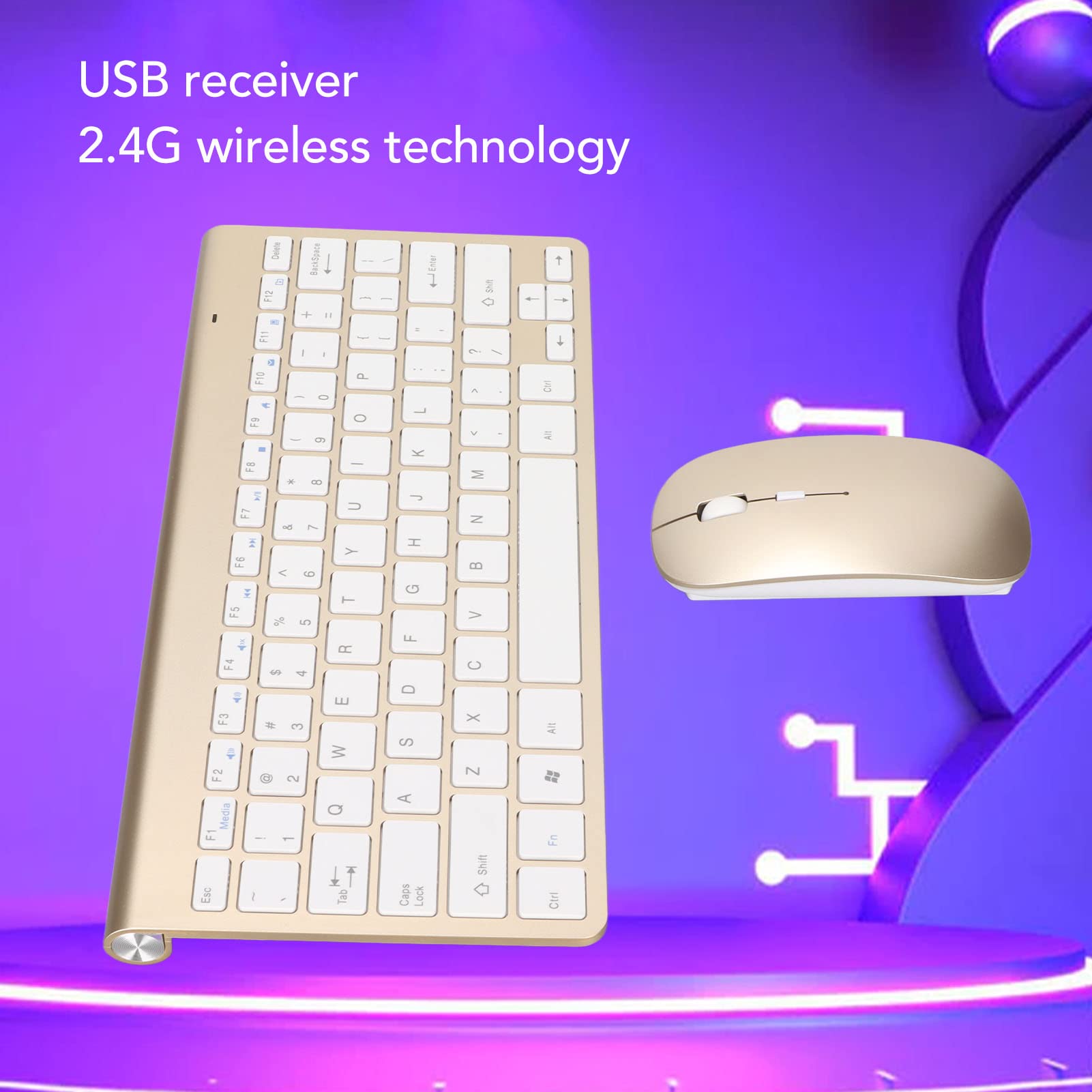 Wireless Keyboard Mouse Set, Slim Waterproof 2,4 GHz Wireless Keyboard and Mouse Kit voor Desktop Laptop Tablet(zilver Wireless Keyboard Mouse Set, Slim Waterproof 2,4 GHz Wireless Keyboard and Mouse Kit voor Desktop Laptop Tablet(zilver