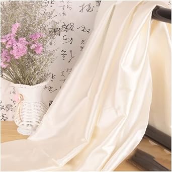Silk Satin Fabric by The Yard High Density Satin Fabric 150cm Wide Sold by The Meter for Garment Background HandmadeColorWhite