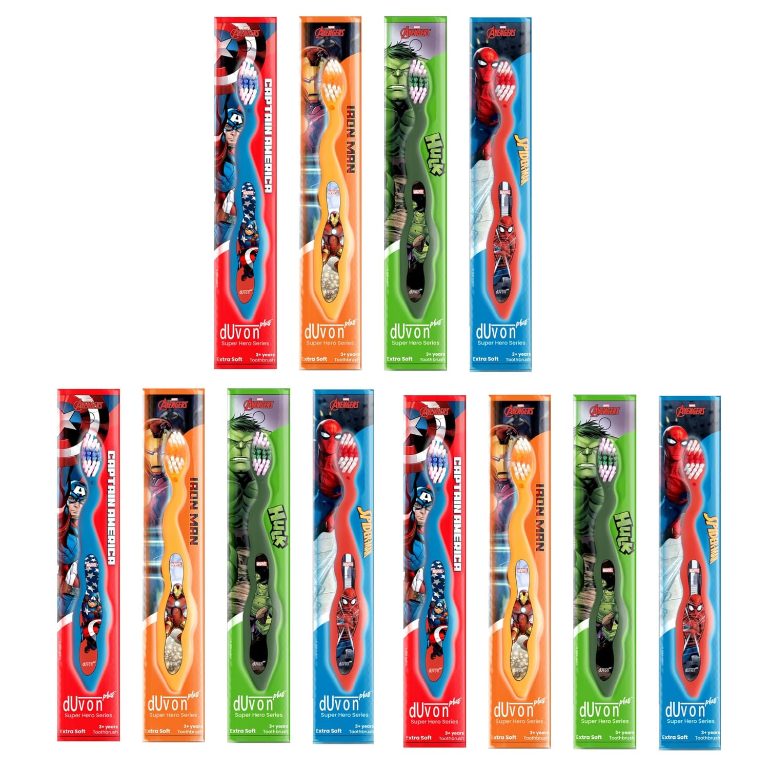Marvel Avenger Series Toothbrush Set of 12 | Captain America, Hulk, Spiderman and Iron Man | For Kids-image-2