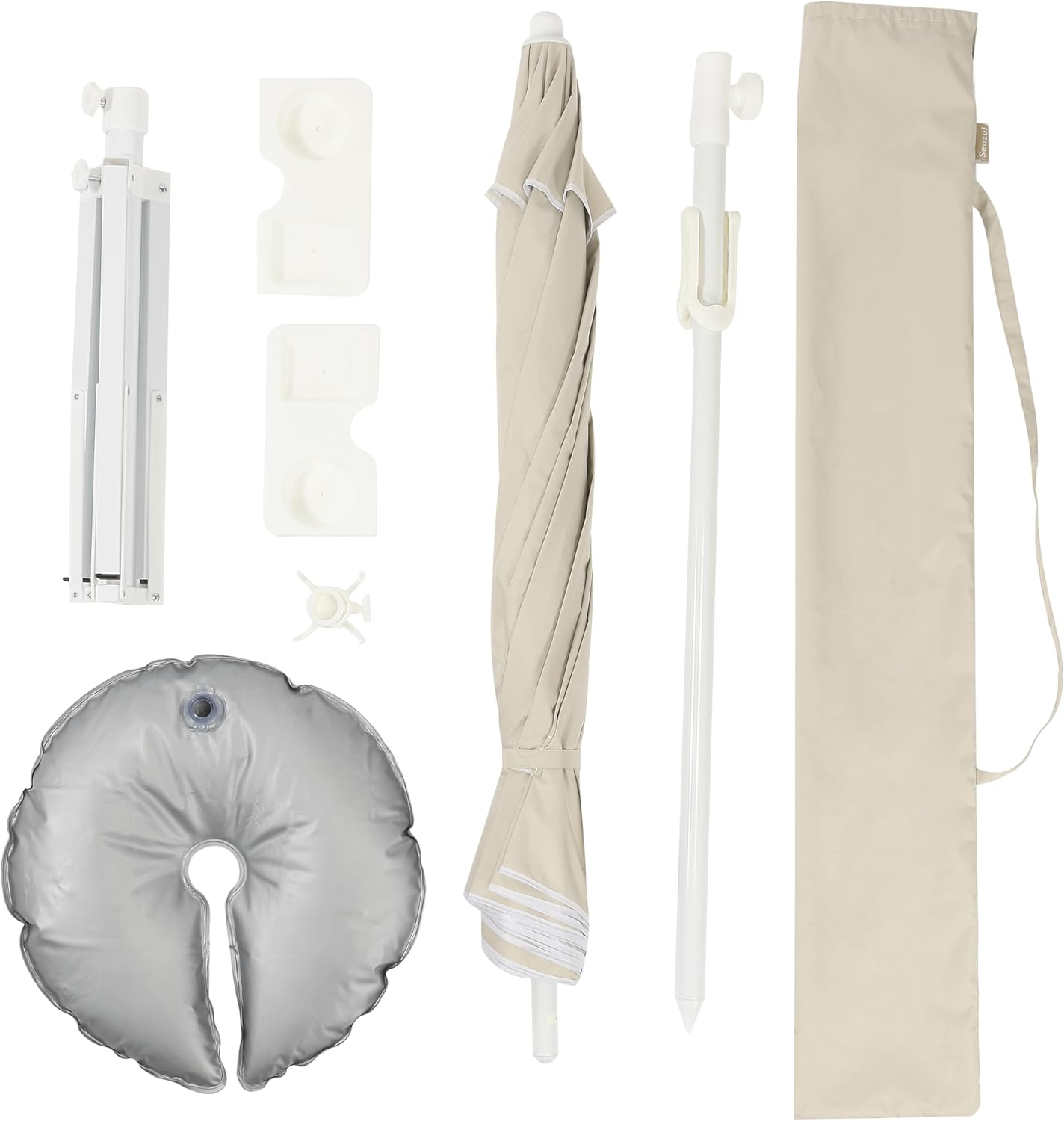 Seazul 6.5ft Sun Shade Umbrella, Portable Umbrella with Stand for Sports, Water Weight Bag, Adjustable and Lightweight, Sun Protection, Khaki