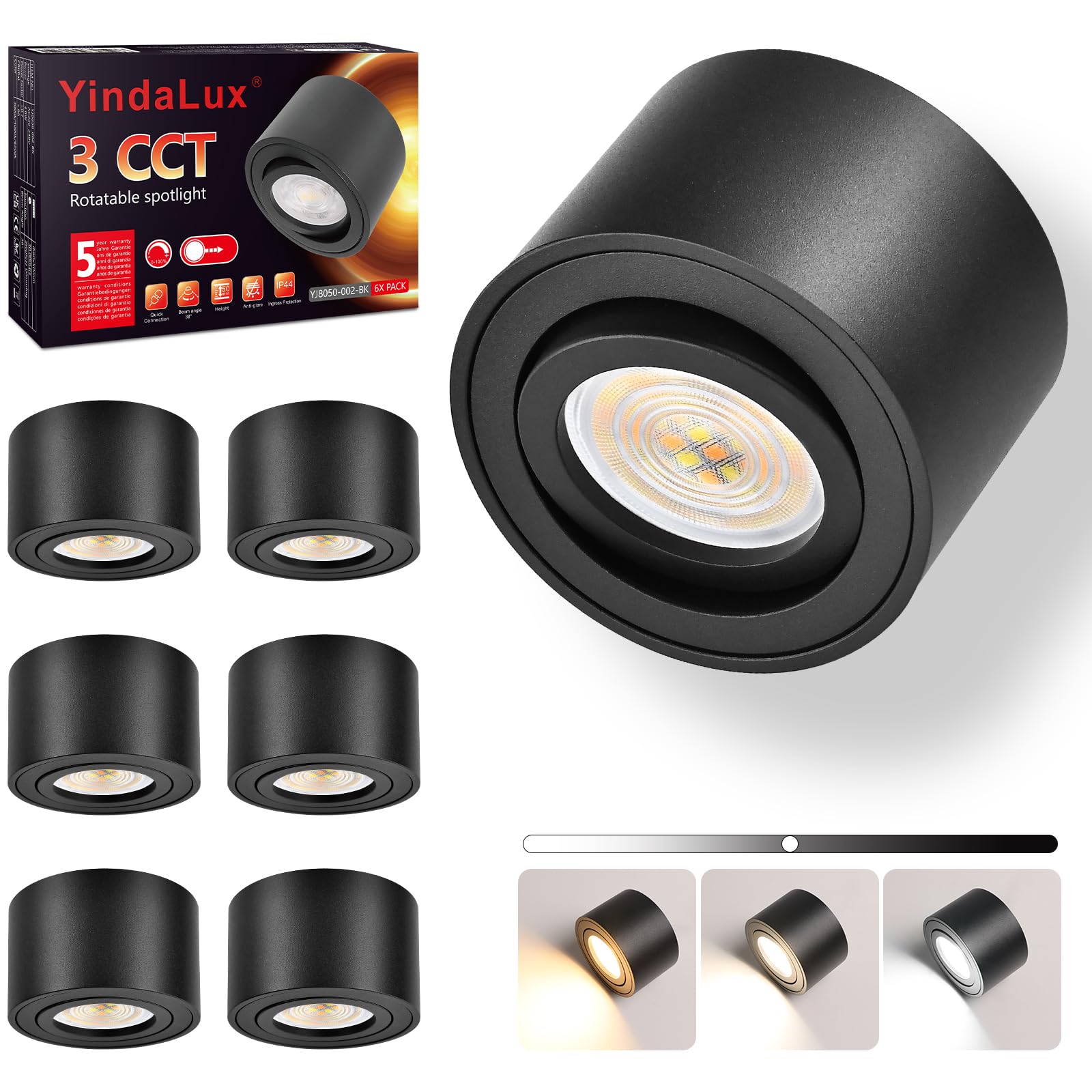 Faretto LED Da Soffitto Orientabile - Ø80mm | Bianco, Nero, Grigio | Montaggio Superficiale GU10 - Foto 8