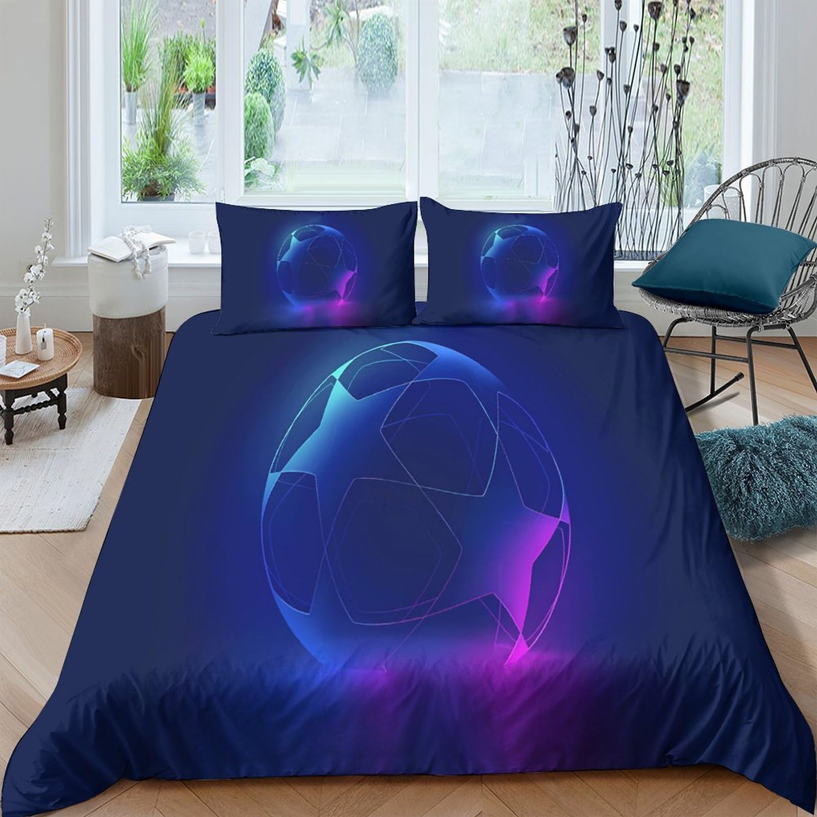 Ctjqhvkz Style-4 3D Printed Neon Sphere Fitted Sheet Microfiber Soft Blue Purple Cosmic Nebula Mattress Cover Bedroom Decor Single（135X200cm）