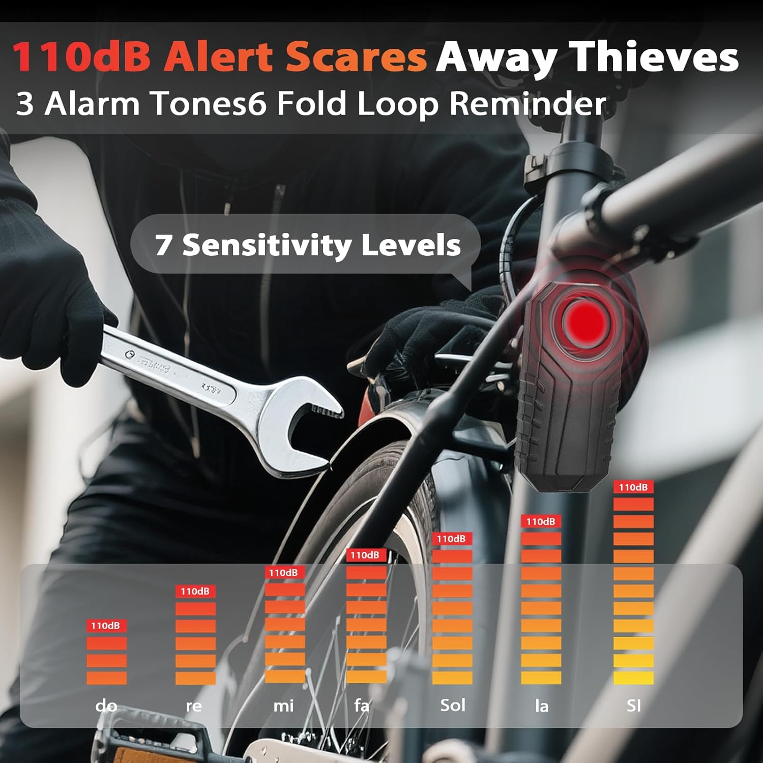 Electric Scooter Locks Anti Theft with Alarm, Waterproof Scooter Bag and Key, Heavy Duty Anti-Theft Bike Chain Lock Security for E-Scooters, Bicycle, Motorcycle Accessories, 37 in