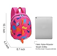 Vista 3 de DB Mochila pequeña de dinosaurio con correa, arnés para niños y bebés (rosa rosa)