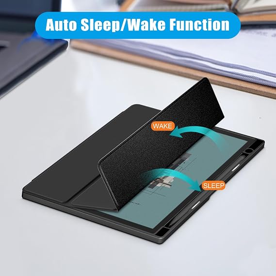 Kılıf Uyumlu Onyx Boox Note Air4 C/Air3 C/Air3 B/W 10.3 İnç ePaper Tablet, Çarpışma Önleyici Şeffaf Arka Kapak Otomatik Uyandırma/Uyku Fonksiyonlu, Siyah