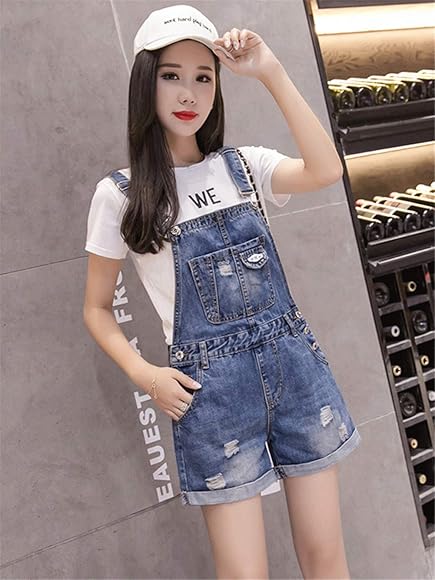Amazon | [ディーハウ]オーバーオール レディース サロペット ショートパンツ デニム スポーツ ハーフパンツ ショーパン 短パン ズボン  ジーンズ 着やせ つり 無地 ゆったり カジュアル おしゃれ | オールインワン 通販