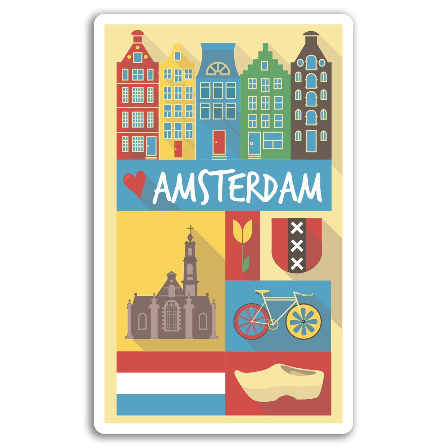 Destinationvinyl Multi 2 X 10Cm Amsterdam Vinyl Stickers - Travel City Sticker Laptop Luggage #17195 (10Cm Tall)