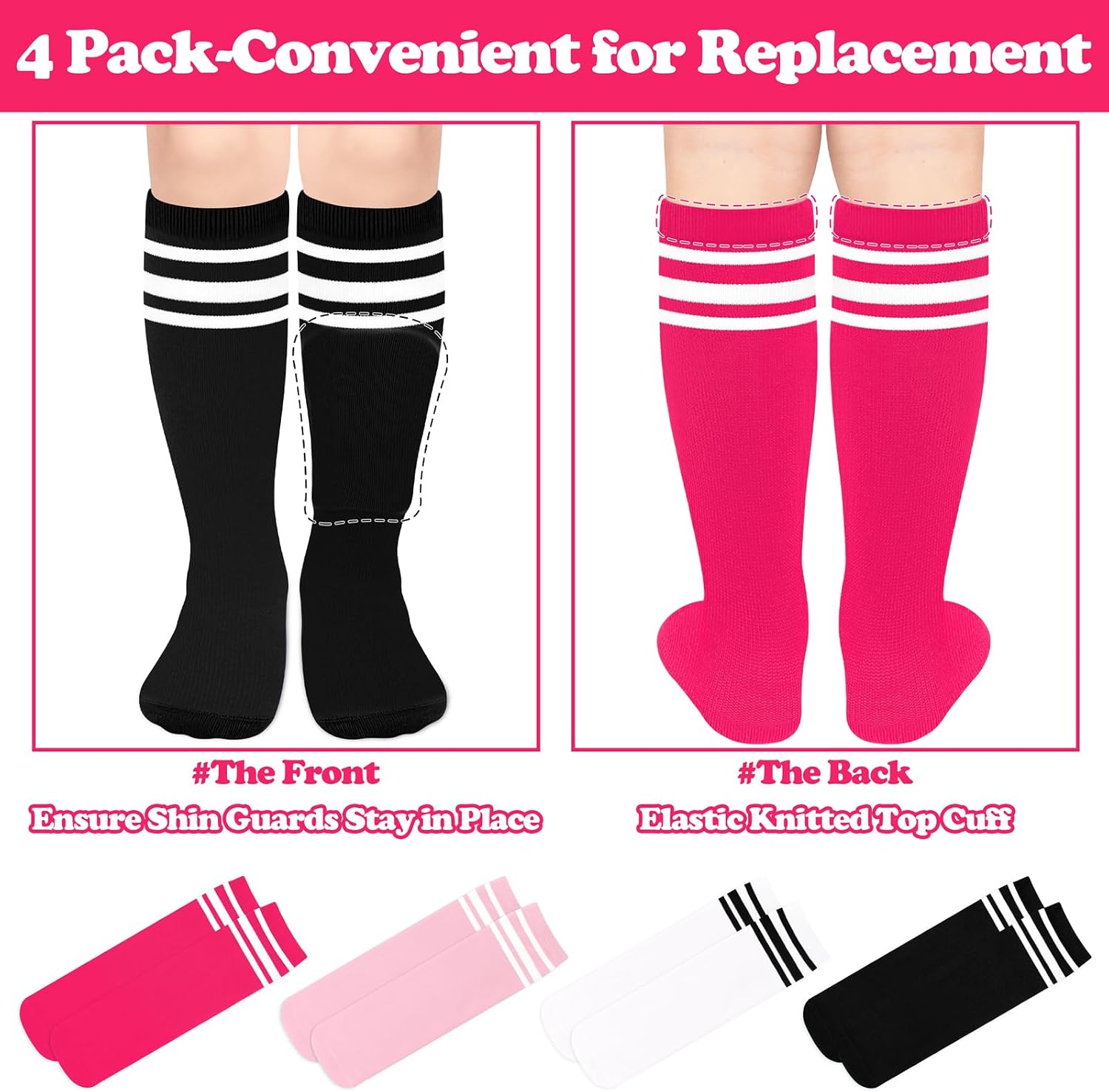 Sarfel Youth Toddler Soccer Socks Kids Baseball Socks Youth Boys Girls Knee High Softball Football Accessories Tube Cotton