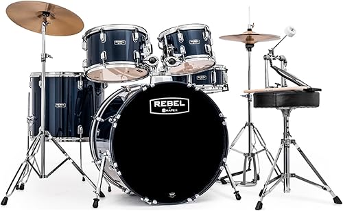 Mapex rb5294ftcyb Rebel 5-Piece Set de carga con hardware y platillos Royal Azul Con Bombo 22