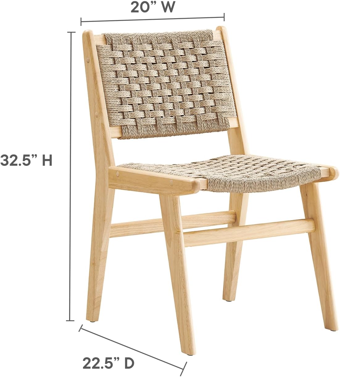 Modway Saoirse Woven Rope Wood Dining Side Chair in Natural Natural