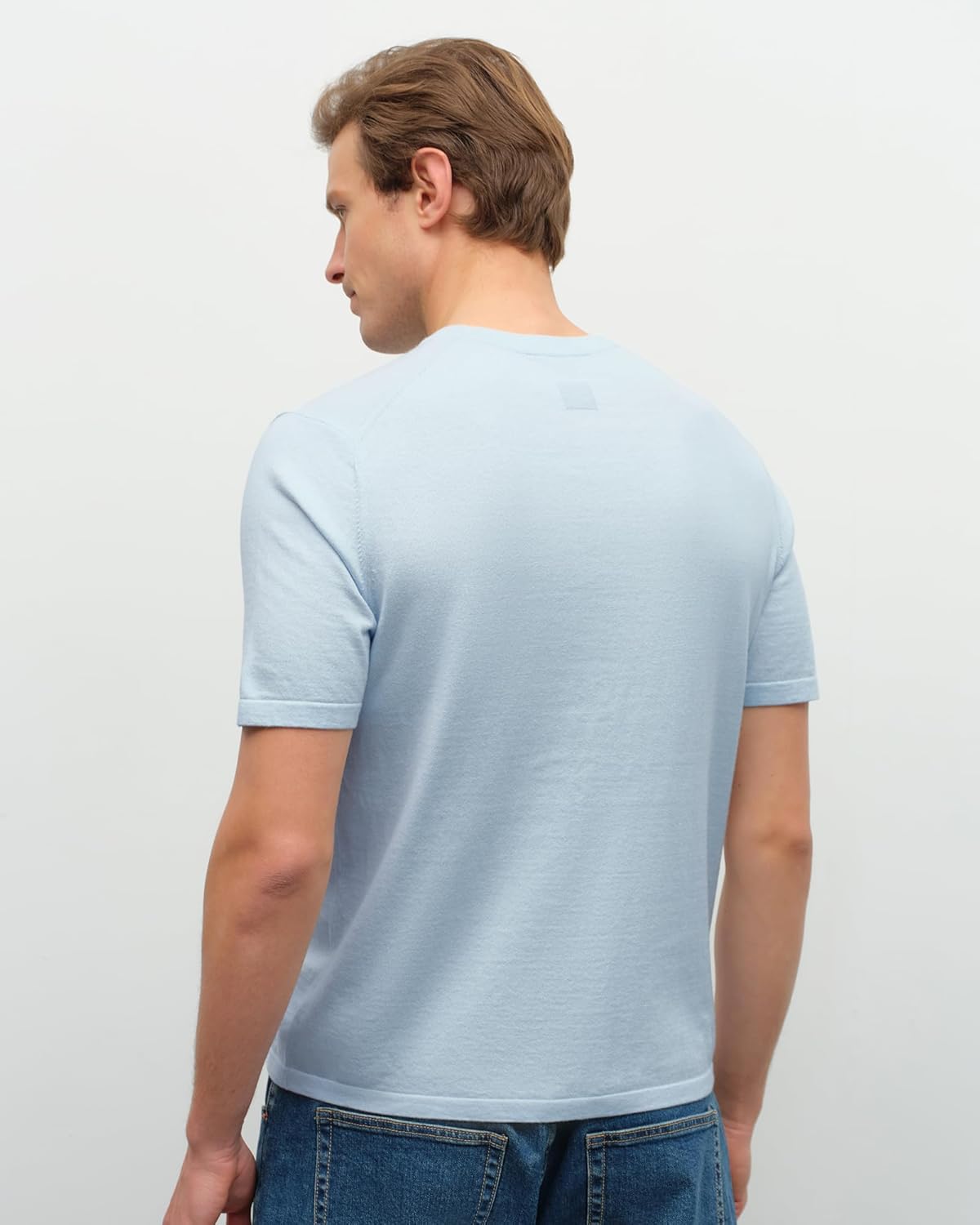 KVSS Men's T-Shirts Short Sleeve Knit Pullover Round Neck Pima Cotton & Cashmere T Shirt for Men | Luxury from Inner Mongolia