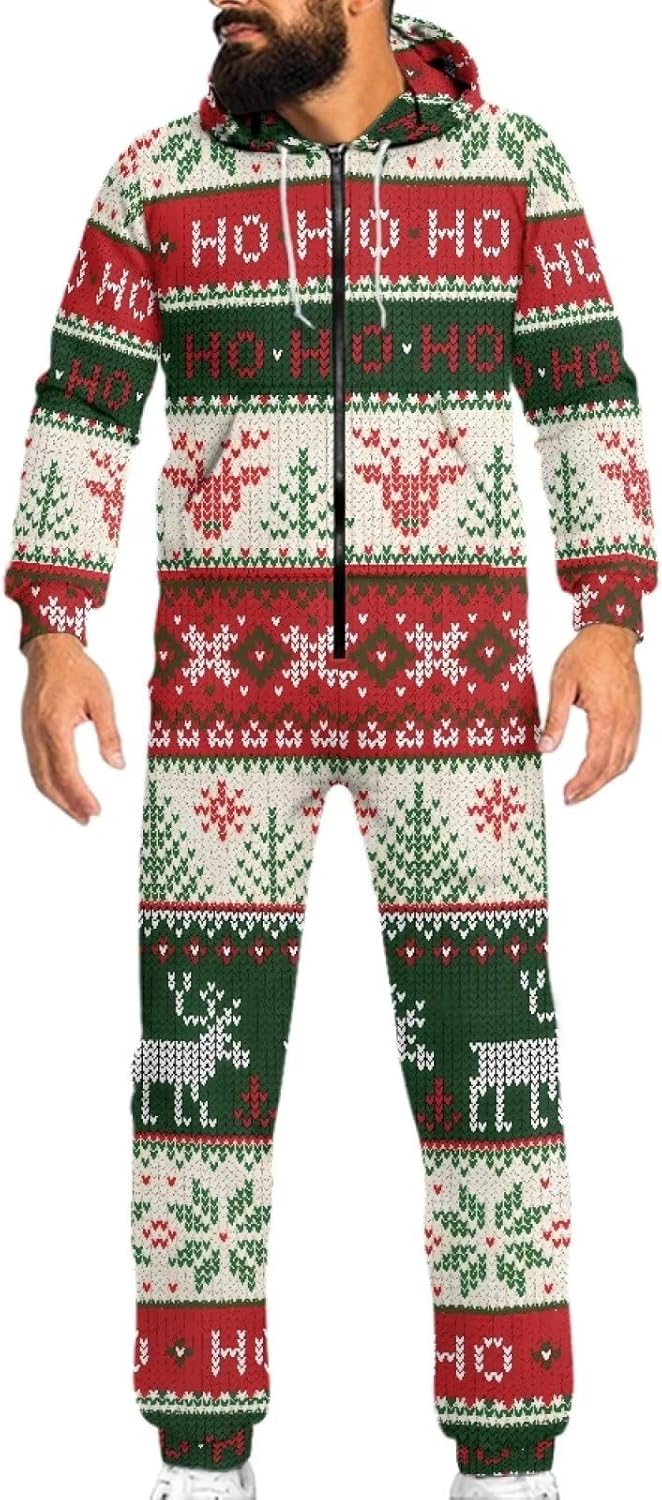 Unisex Sleepwear for Adult Novelty One-Piece Pajamas with Pockets Long Sleeve Nightwear Romper Home Jumpsuit S-4XL