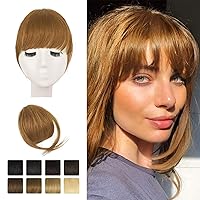 Vista 29 de BARSDAR Flequillo de cabello humano real con clip, 100% cabello humano con clip para mujer, extensiones de flequillo negro natural, extensiones