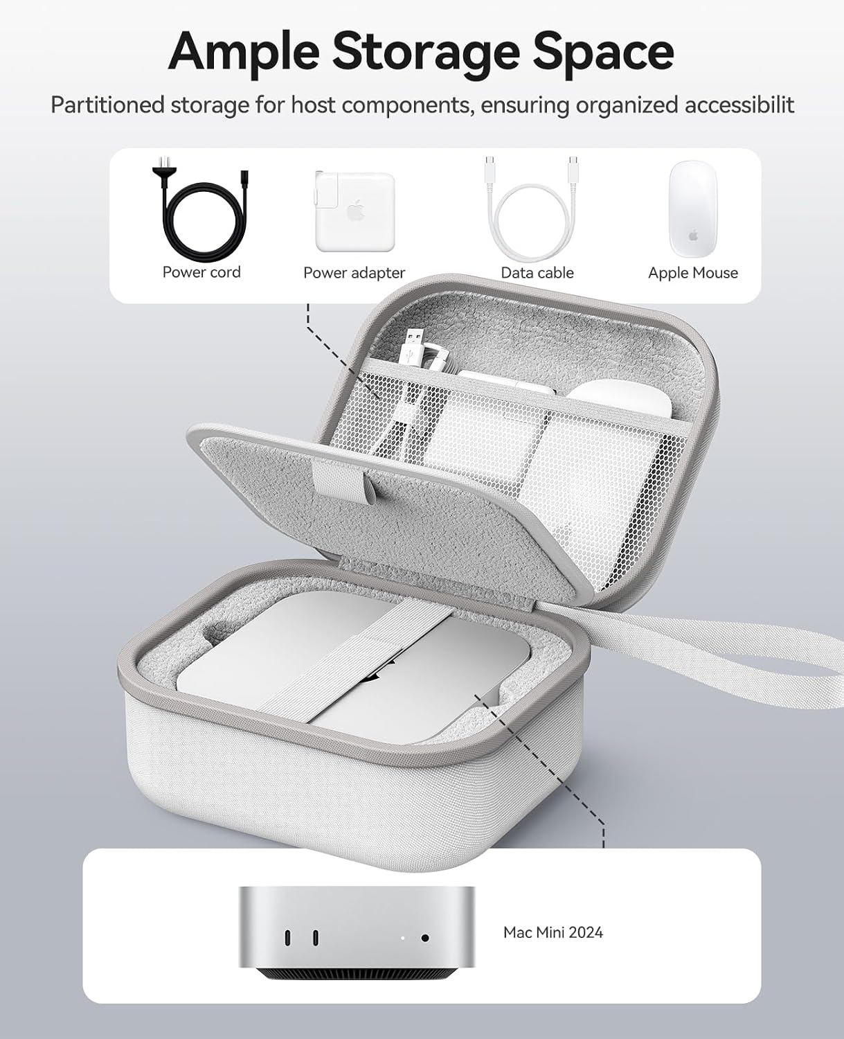 ORICO Protective Carrying Case for Apple 2024 Mac mini M4, M4 Pro, Portable Hard Shell Travel Storage Bag, Nylon Braided, Water Resistant (M)