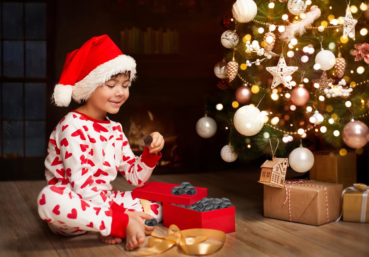 Christmas Coal Chocolate, Milk Chocolate Party Bag Fillers, Individually Wrapped Foils, Resealable Bag, Kosher Certified Dairy (5 Pounds)