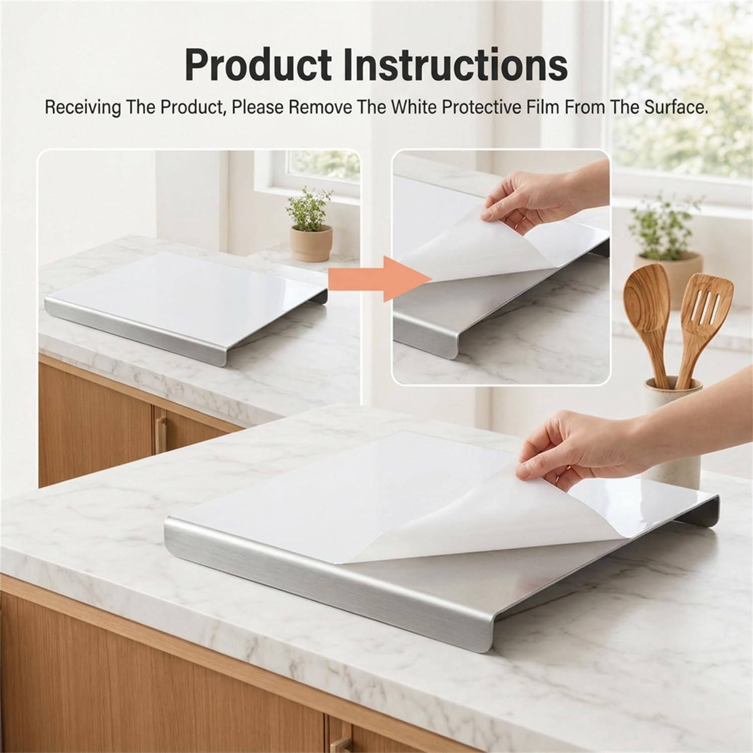 Stainless Steel Cutting Board with Lip,Stainless Countertop Cutting Board with lip, 304 Food Grade Metal Steel Chopping Mats for Kitchen Countertop (12"x16")