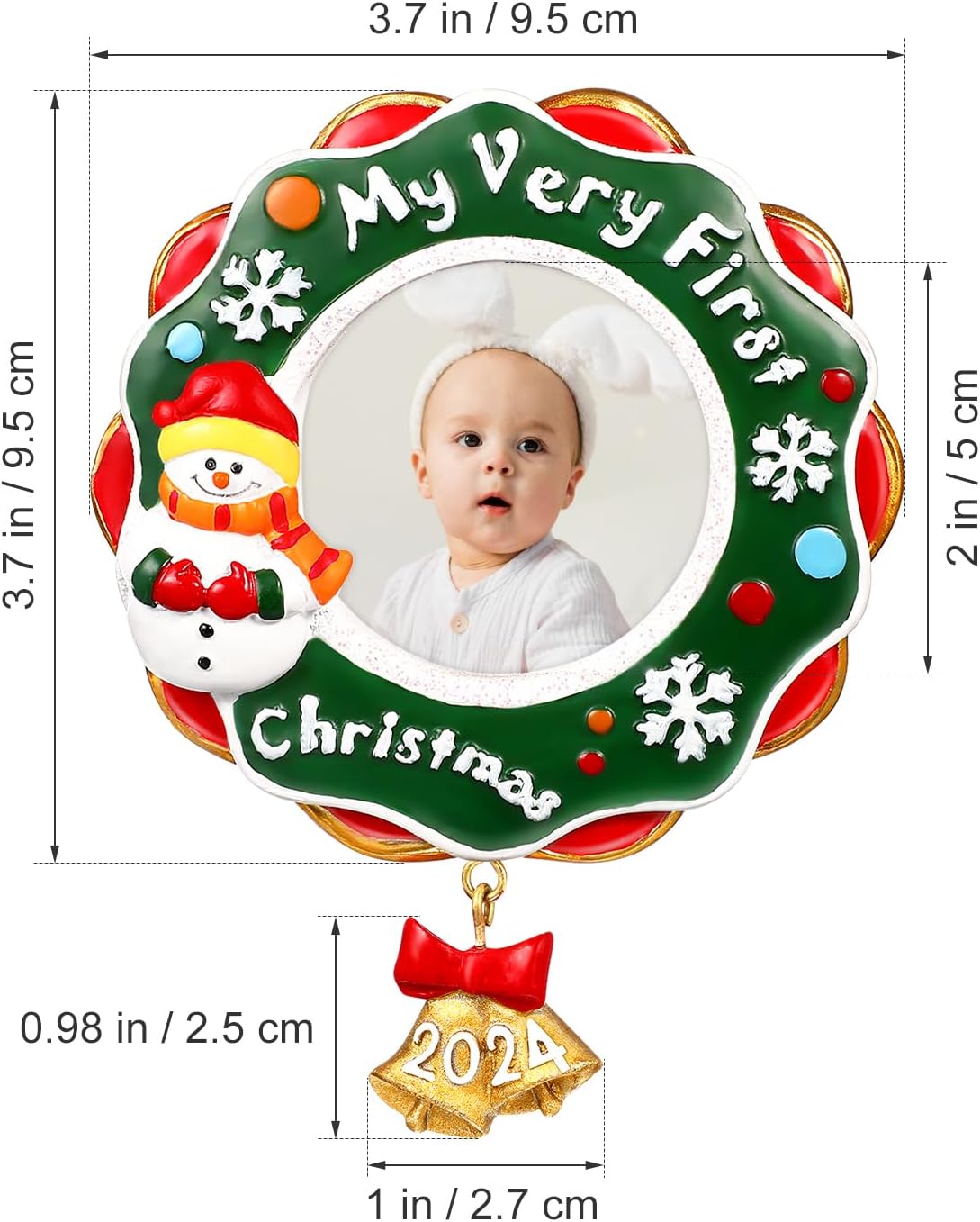 Baby First Christmas Photo Ornament Resin Ornaments for Xmas Tree Decoration 2024 Christmas Personalized Keepsake
