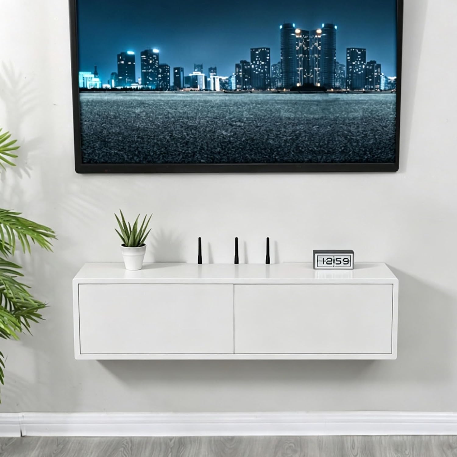 WiFi Router Storage Cabinet, Multi-Functional Router Storage Box, Wooden Design, Invisible Storage Multi-Layer, Perfect for Home and Office(60cm/23.6in)