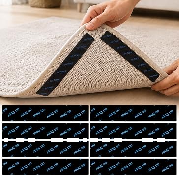 Rug Gripper 8 Pcs-Anti Slip Rug Underlay Stickers, Grippers Laminate, Carpet Grippers, Rug Grips, Washable & Reusable Carpet Grippers Rug for Wooden, Marble Floors