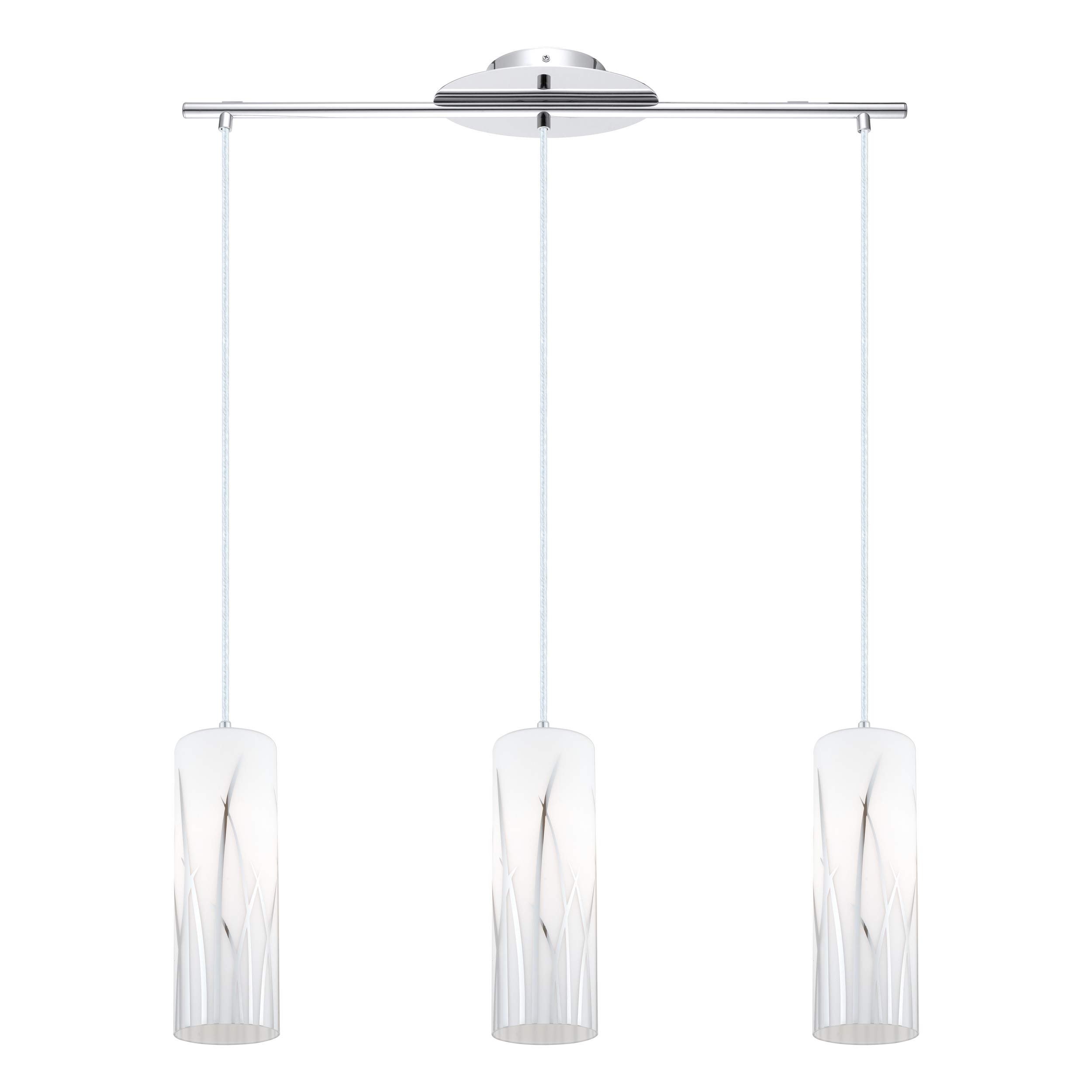 Eglo Lámpara colgante Rivato, lámpara suspendida de 3 luces, elegante | hecha de acero y vidrio con detalles en cromo y blanco, lámpara para mesa de comedor, lámpara de salón colgante, E27