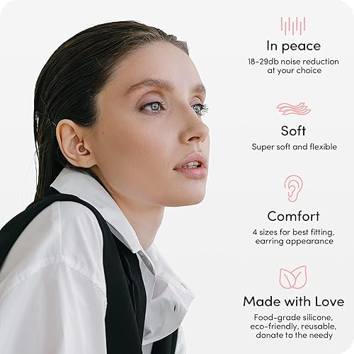 Miniatura 2 de Audree Tapones suaves para reducir el ruido, tapones flexibles reutilizables para dormir, viajar, concentrarse, estudiar y sensibilidad al ruido