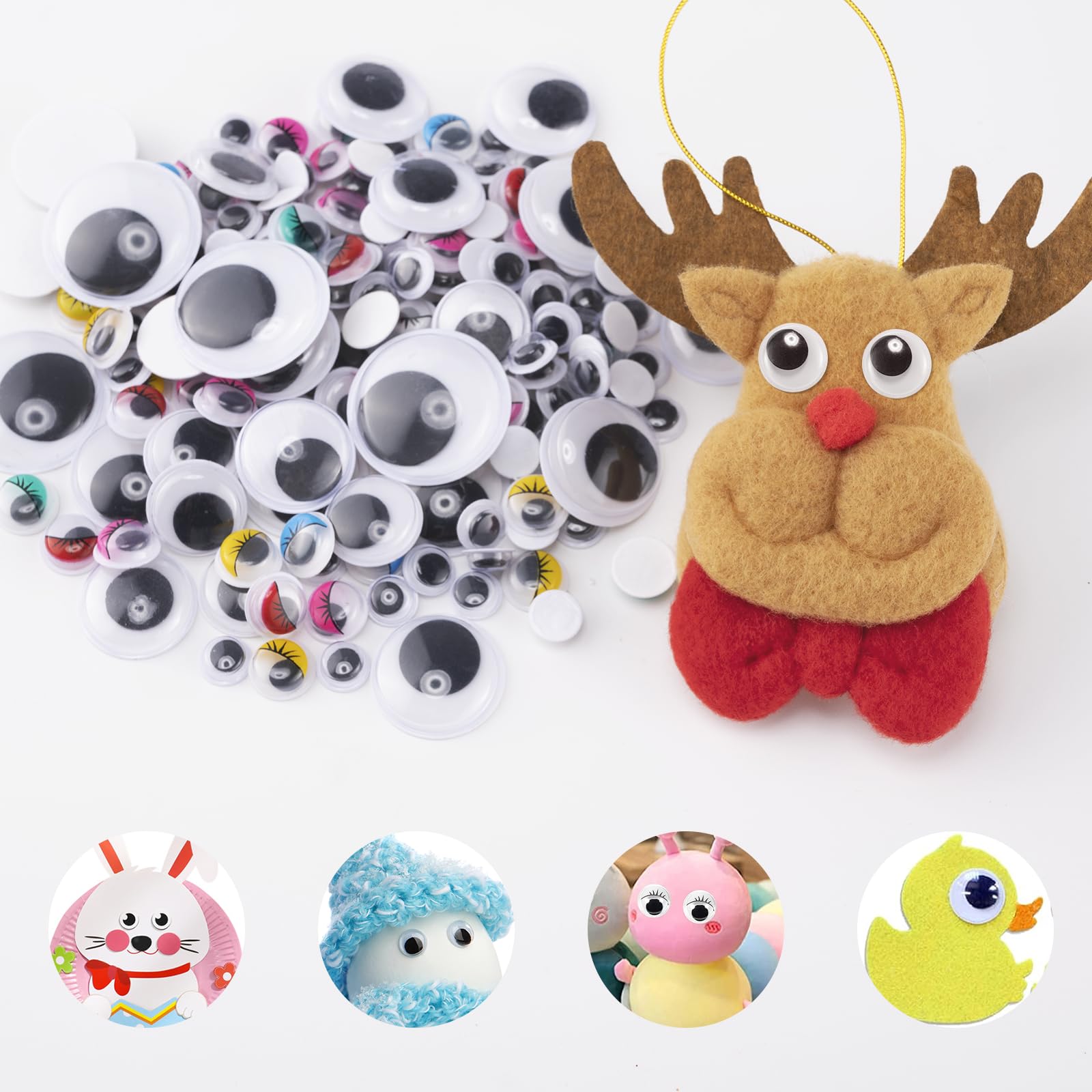 1298 Occhi Mobili Autoadesivi Fai Da Te – 4-25mm Con E Senza Ciglia – In Scatola Trasparente Per Pupazzi, Bambole, Scrapbooking - 5