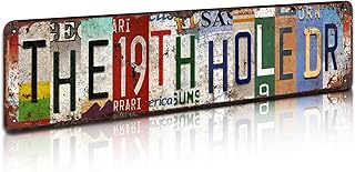 The 19th Hole Retro Metal Tin Sign - Vintage Golf Theme Rustic Wall Art for Bar, Man Cave, Garage, Sports Pub Décor - 4x16 Inch