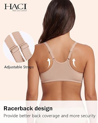 HACI Women's Unlined Front Closure Bra Racerback Seamless
