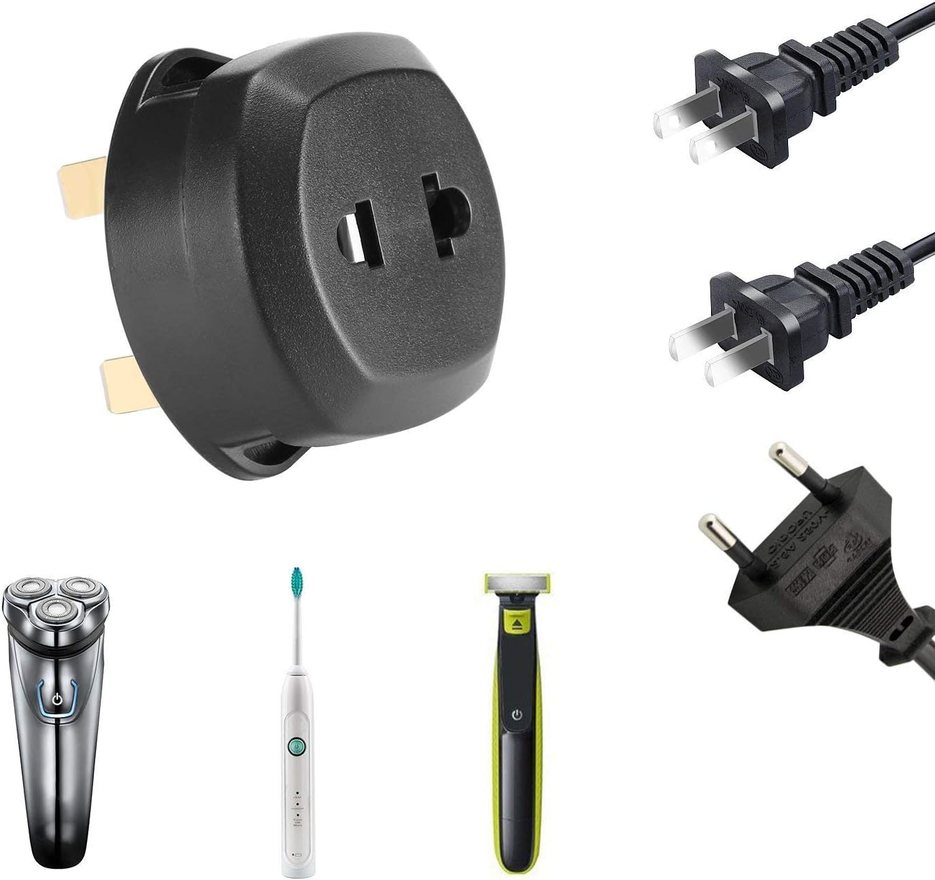 5A UK Travel Converter Adaptor Plug 2 Pin Euro to UK 3 Pin Plug Adaptor