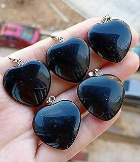 10 Colgantes de corazón de Piedra obsidiana