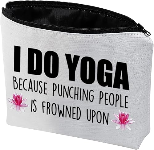 Miniatura 5 de Regalo de yoga, regalo para amantes del yoga, bolsa de maquillaje para instructor de yoga, bolsa de maquillaje I Do Yoga Because Punch People Is