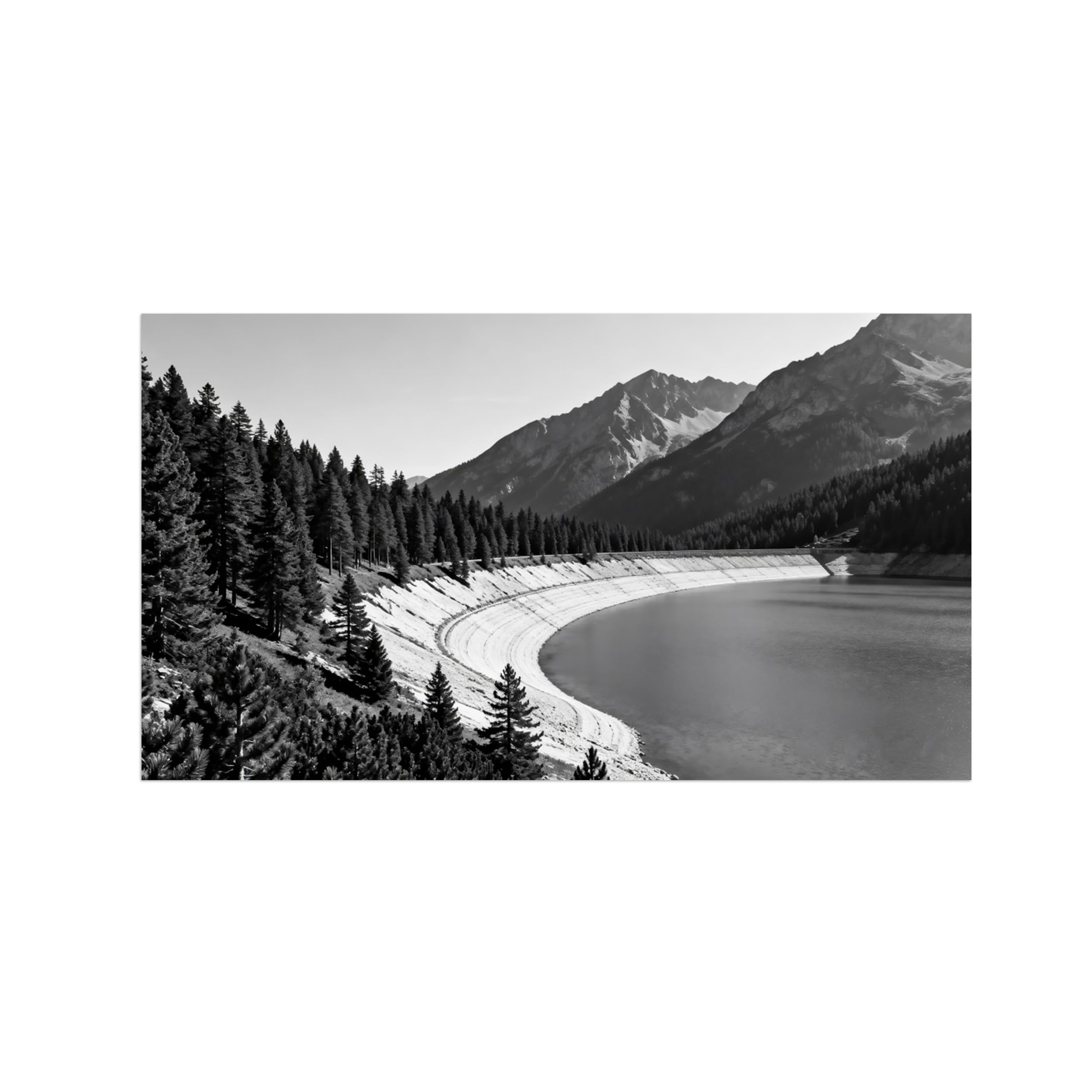 Lake Forest No.3 Black White Landscape Wall Art Prints 30x55cm Unframed
