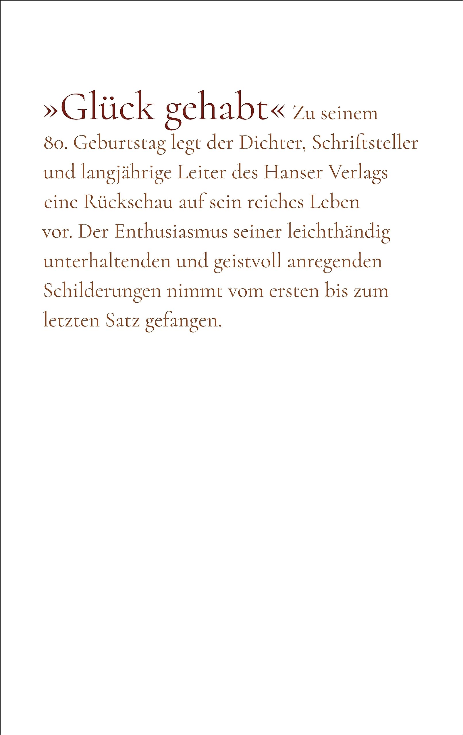 Verabredung mit Dichtern: Erinnerungen und Begegnungen | Die Memoiren des legendären Hanser-Verlegers