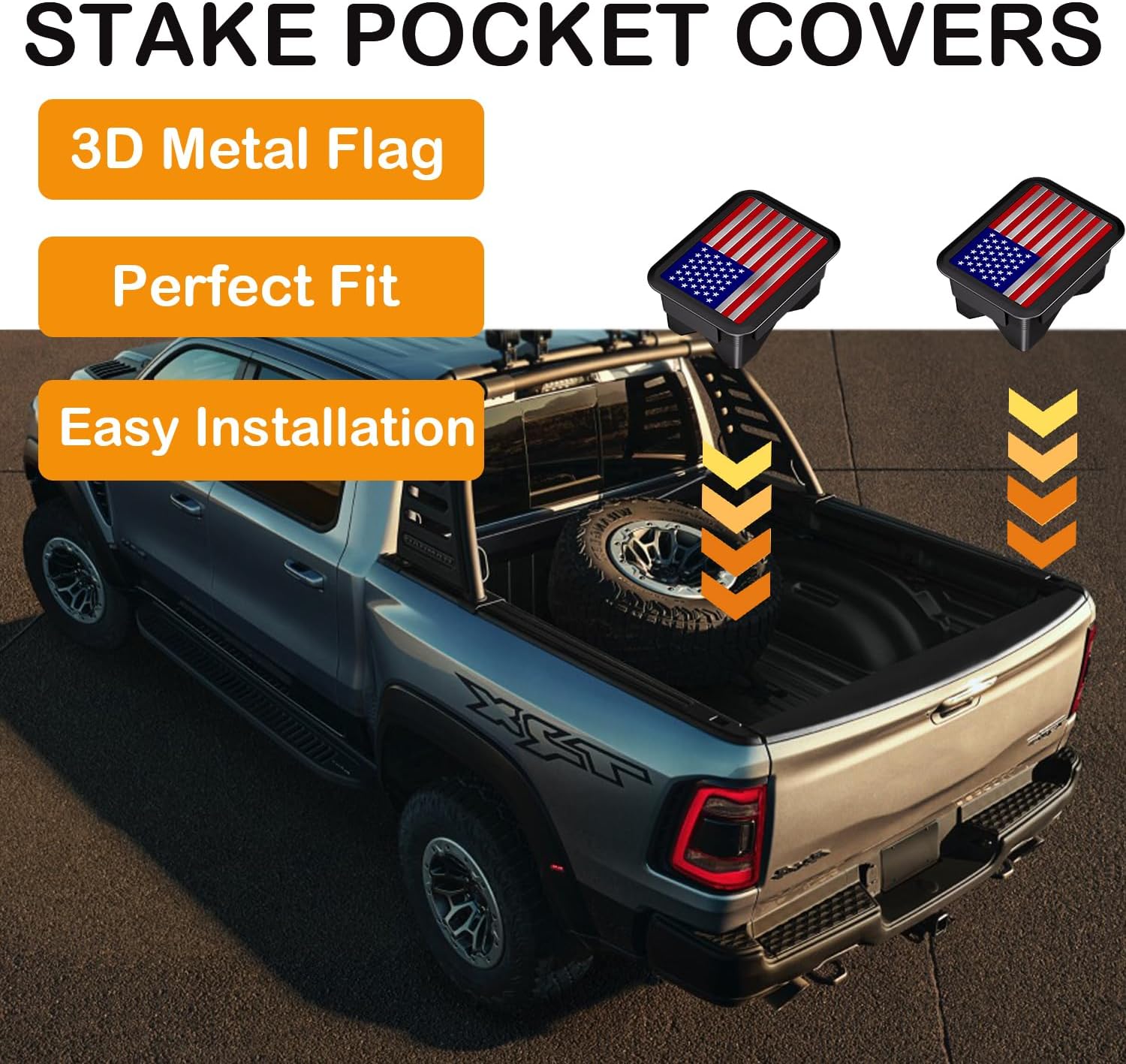 Ram 1500 Bed Rail Caps Covers, Stake Pocket Compatible with Dodge Ram 2019-2024 2025 2026 Truck Tonneau Covers Accessories(Set of 2) (Red/Blue)