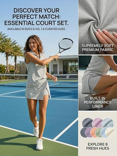 Womens 2 Piece Skirt Sets Summer Sleeveless Half Zip Sweatshirt Athletic Skorts Tennis Outfits Casual Sweatsuits - 4