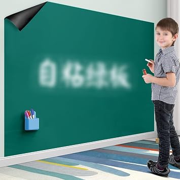 Large Whiteboard for Wall, Reusable & Removable White Board Wallpaper/ Dry Erase Sticker Paper Sheet W/ Markers Tape, Home Kindergarten Living Room Wall Magnetic Contact PaperGreen,120cmx250cm47.2in