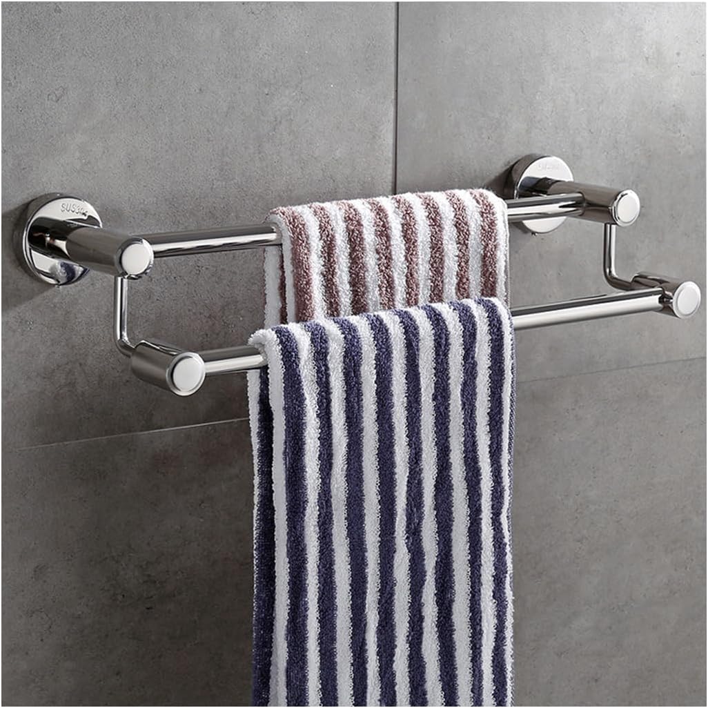 Folding Arm Swivel Towel Rack Bar Rails, 304 Stainless Steel Chrome Double for Bathroom Kitchen, Bath with Wall Mount Shelf(60cm)