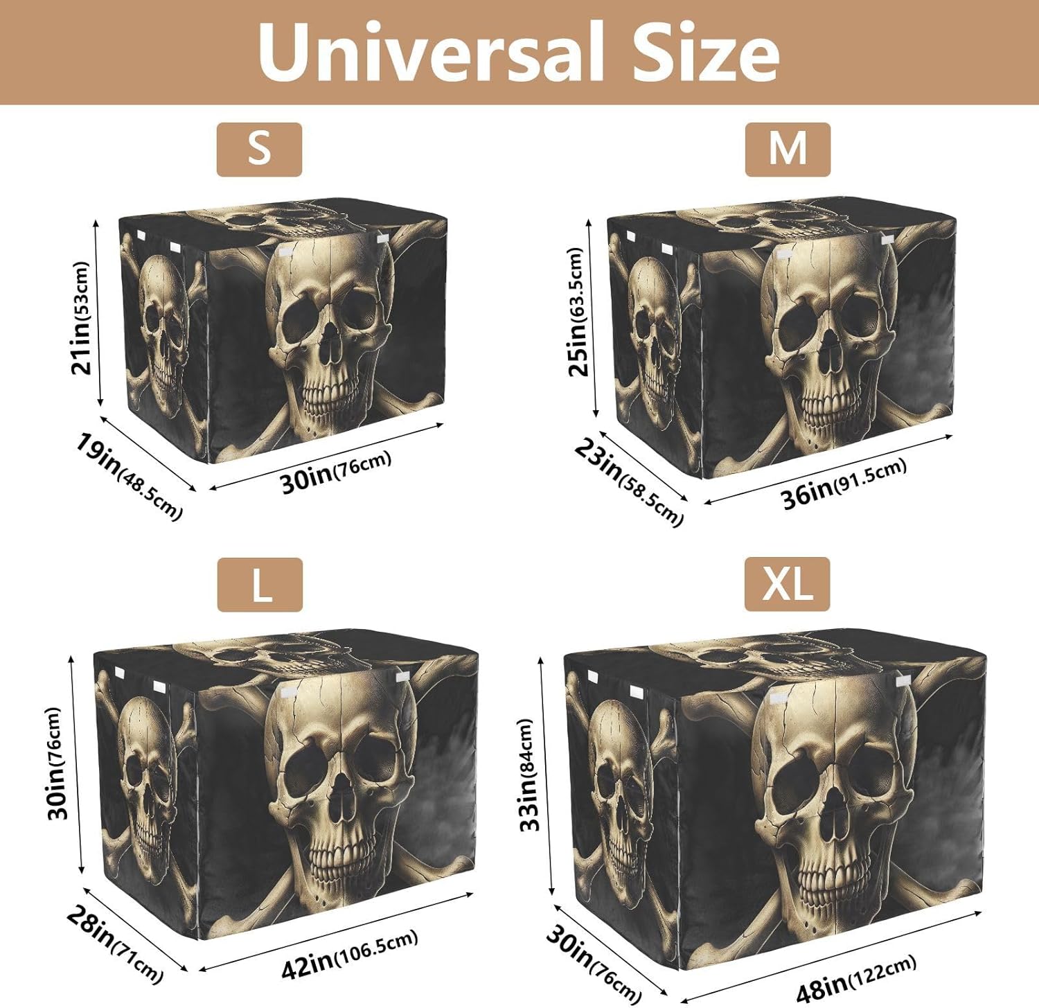 Jolly Roger Pirate Skull Dog Crate Cover Roll-up Side Panels, Pet Cage Cover with Openings, Large