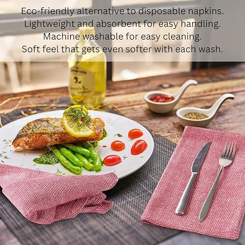 Miniatura 7 de Juego de 12 servilletas de tela de cocina de hierba de primera calidad, 100% algodón, suaves y duraderas, ideales para comedor, restaurante, bodas y